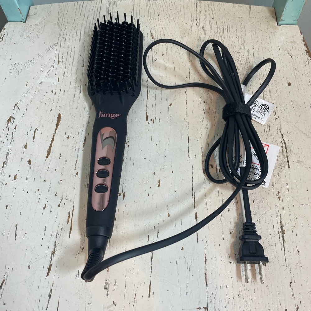 L'ange Le Vite Hair Straightening Brush Black Rose Gold Ceramic Heated Brush